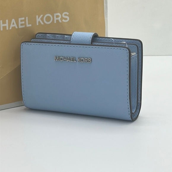 MICHAEL KORS Medium Crossgrain Leather Bifold Wallet South Pacific NWT - Picture 12 of 16
